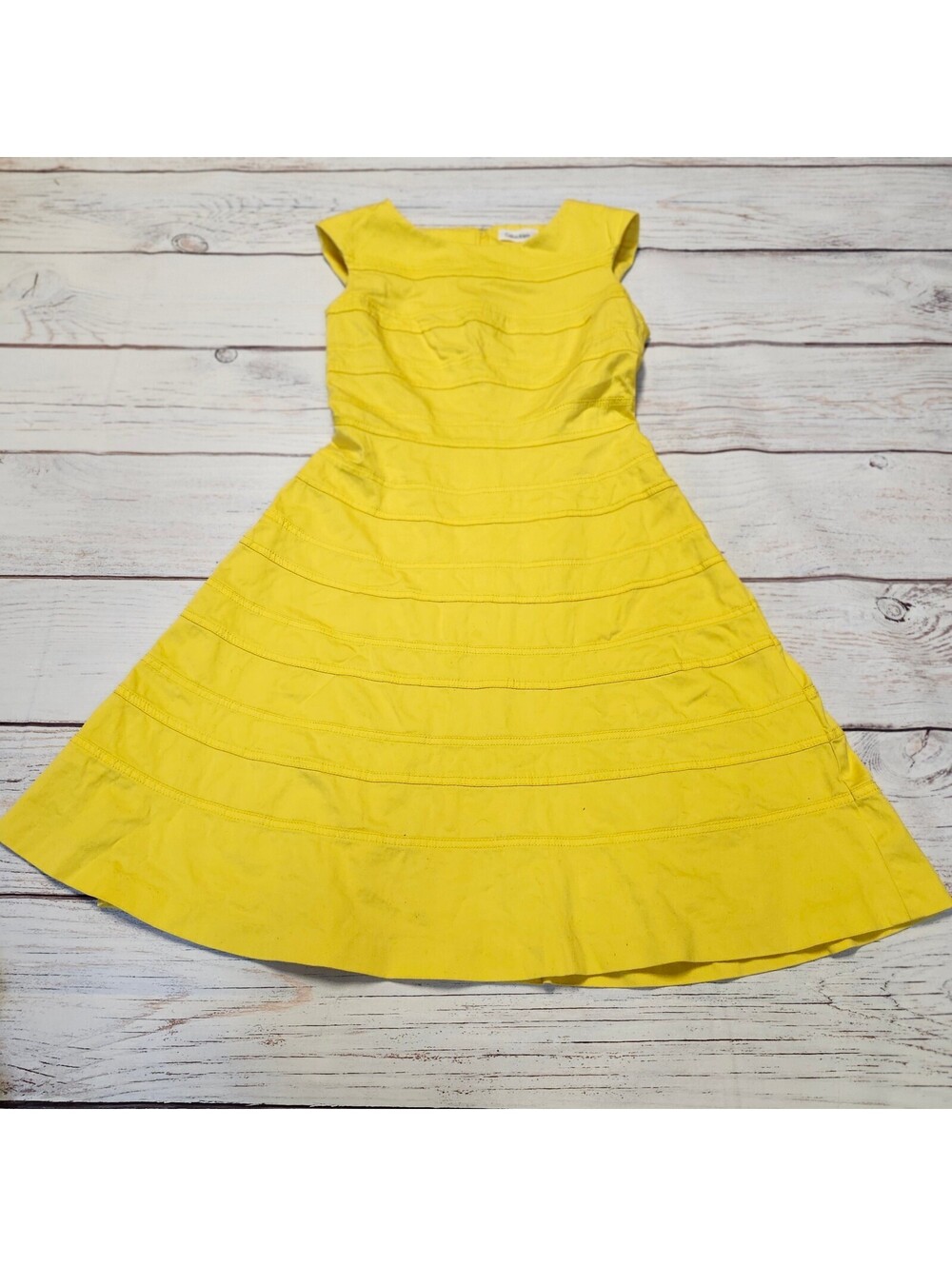 Calvin Klein Yellow Fit & Flare Dress Size 6